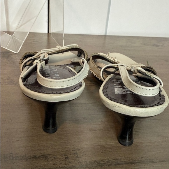 Franco Sarto Elegant Cream brown kitten Heels sling back - leather - 8.5 - Picture 5 of 5